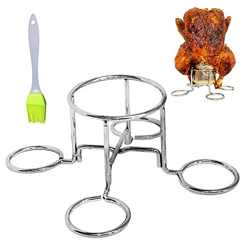 MamAnya’s Useful Things Beer Can Chicken Holder Rack Vertical Roaster Stainless Steel Stand for Grill Oven or Smoker Easy to Use and Store Dishwasher Safe Non-Toxic BBQ with a Silicone Brush MamAnya’s Useful Things Beer Can Chicken Holder Rack Vertical Roaster Stainless Steel Stand for Grill Oven or Smoker Easy to Use and Store Dishwasher Safe Non-Toxic BBQ with a Silicone Brush