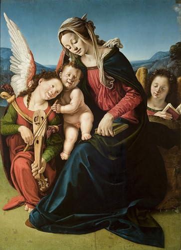 Art Tableau Dame et ange de Piero Di Cosimo pour créer un salon élégant avec une grande toile