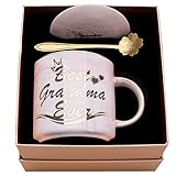 Luspan Grandma Mug Gifts - Best Gifts for Grandma - Best Grandma Ever Pink Marble Ceramic Coffee Cup 11.5oz and FREE Lid