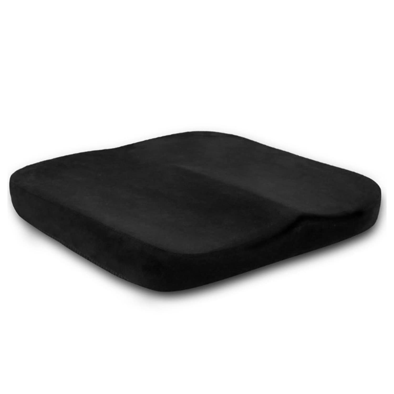 JZS Memory Foam Seat Cushion, Chair Cushion with Carry Handle and Anti Slip Bottom Washable Super Soft Fabric Cover, Coccyx Orthopedic Ergonomic Pads, Fits to Office,Car and Wheelchair (Black)