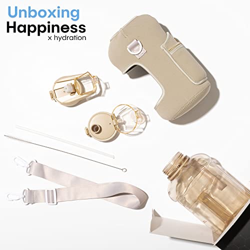 Hydrarank Half Gallon Water Bottle With Storage Sleeve And Straw Lid - 2.2 Liter Large Water Bottle With Strap, Handle - Bpa Free Big Sports Water Jug For Gym And Daily Hydration #TOP5