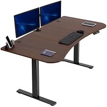 VIVO Electric 63 x 32 in Standing Desk, Memory Height Adjustment, 1B Series, Holds 220 lbs, Dark Walnut Top Black Frame, DE