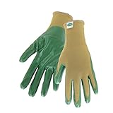 Scotts Nitrile Dipped Palm with Nylon Shell Work Gloves, Excellent Grip, Water Resistant, Puncture Resistant, 3-Pack, Tan/Green, Large, (SC37121/L3P)