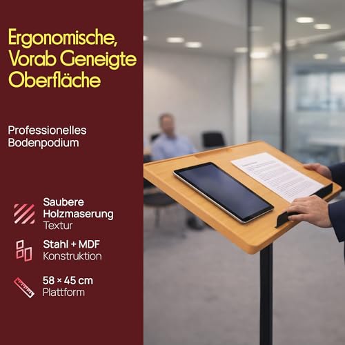 Pyle Stehpult Höhenverstellbar – Mobiler Laptopständer & Stehtisch für Büro, Bühne, Präsentationen und Trauungen – Ergonomisch, Universal & Leicht, Schwarz (Top), Grau (Base)