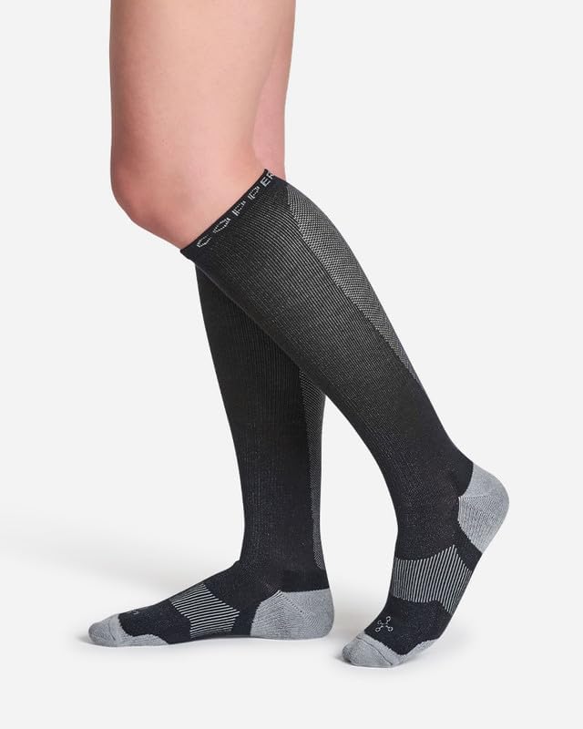 Travel Compression Socks Women's Over-the-Calf – Soothing Compression, Mesh Ventilation, Padding & Copper Znergy Anti-Odor