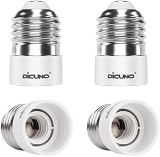 DiCUNO E27 to E14 Socket Adapter, Screw to Small Screw Converter, ES to SES Adopter, Max Wattage 200W, 0~250V, 165 Degree Heat Resistant, 4-Pack