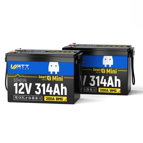 Image of WattCycle 2-Pack 12V 314Ah Mini LiFePO4 Battery, 200A BMS Bluetooth