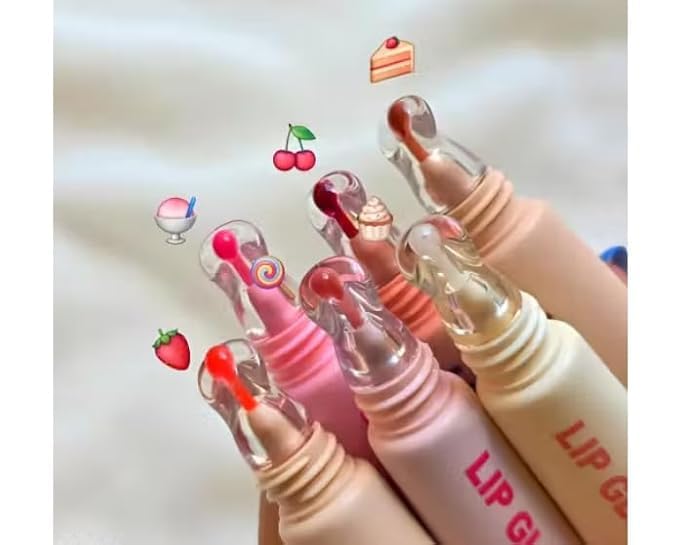 Image of Fruity Jelly Lip Gloss Duo - Pack of 2 | Moisturizing Non-Sticky Gloss with Soft Sponge Applicator | Glossy Hydrating Lip Care | 50ml Each | Random Fruity Flavours for Teens & Girls