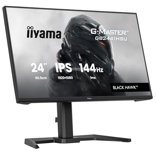 iiyama Ecran G-Master Black Hawk GB2441HSU-B1, IPS, 1920x1080@144Hz, 1ms, 350cd, 1500:1, Haut-parleurs, HDMI/DP/USB HUB, Black Tuner, réglable en hauteu, i-Style Colour
