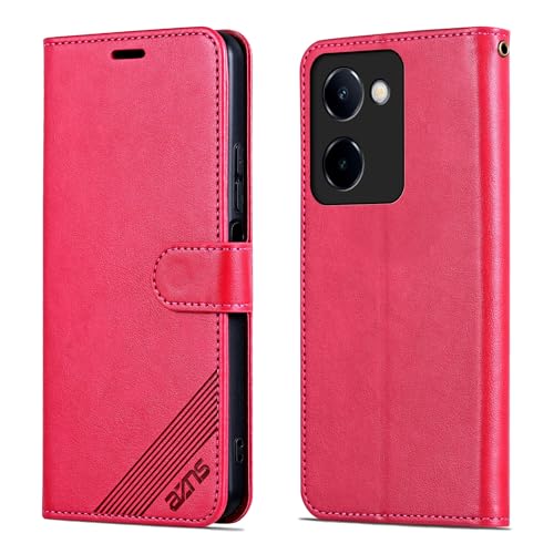 TIANDAFEIJIUB Do Vivo Y100i (5G) etui na telefon z klapką, skórzane etui na telefon, odporne na wstrząsy, do Vivo Y100i (5G) etui na telefon (różowo-czerwony)