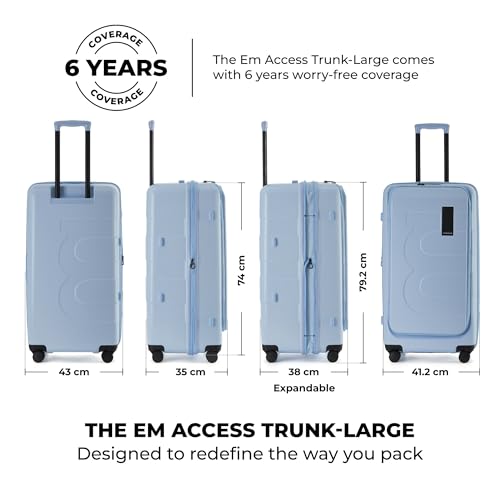 Image of MOKOBARA The Em Access Trunk Large Luggage | Expandable Polycarbonate 8 Wheel Trolly Hardsided Suitcase with Built in TSA Lock Travel Suitcase (Shy Blue)