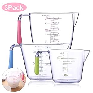 Messbecher Set, Messkanne Kunststoff, Messbecher Transparent, Messbecher Küche, Messbecher Spülmaschinengeeignet, Messbecher Bruchsicher, Messbecher Hitzebeständig