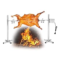 Vollautomatischer elektrischer Grill- und Bratrost, 15 W, Edelstahl-Bratset für bis zu 70 kg, höhenverstellbar, Spanferkelgrill, tragbarer Motor, Outdoor-Grillen, Camping
