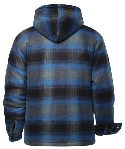 Image of LeeHanTon Mens Flannel Jackets Sherpa Lined Fleece Zip Up Winter Warm Workout Plaid Sweatshirt with Hood