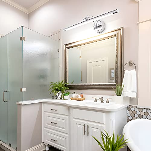 Mantolite Led Dimmable Bathroom Vanity Light Fixture 12W 24 Inch Cabinet Picture Wall Lights,Indoor Lightings Wall Sconce Ajustable Bedside Reading Lamp,Chrome 3000K/4500K/6000K Pulg In Display Lamps #TOP6