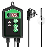 RIOGOO Controlador Digital de termostato de Esterilla térmica para germinación de Semillas, Reptiles y elaboración de Cerveza a 68-108 ° F
