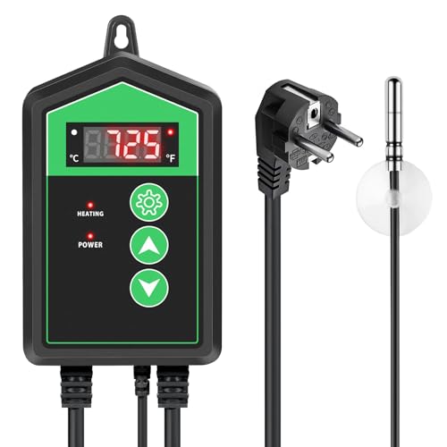 RIOGOO Contrôleur de Thermostat Digital Heat Mat pour la Germination des graines, Les Reptiles et Le Brassage 68-108 ° F