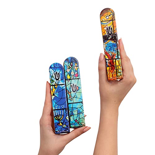 Suri Olive Wood Painted Mezuzah Case, Yellow Self Stick Mezuzah With Scroll For Door With A Gift Box, Jewish Mezuza Cover For Indoor And Outdoor (Yellow) #TOP3