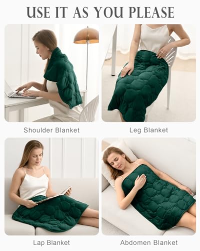 Image of Cottonblue Weighted Lap Blanket Pad 5 lbs 29 inch x 33 inch, Cozy Luxury Crystal Velvet Weighted Blanket for Adults Teens, Small Weighted Blanket Throw All Season for Travel Relaxation Sleeping, Green Blanket