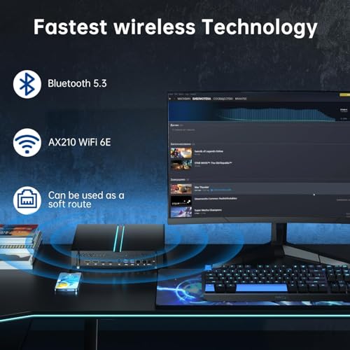Image of Thdeukoty Mini Gaming Pc Core i9-14900F(up to 5.8GHz) with RTX4070, Small Desktop Computers Win 11 Pro, 64G DDR5 RAM /2T M.2 SSD /WIFI6E /BT5.3 /Dual LAN /USB 3.2 /8K HDMI DP, Four Display for Game /Design