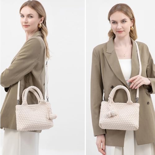 Woven Tote Bag for Women with Coin Purse, Foldable Chain Small Crossbody Handbags, Fashion Shoulder Bag, Hobo Satchel2