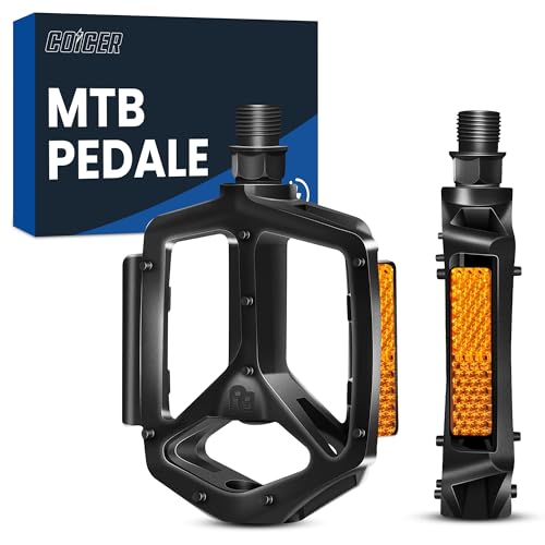 Pédale COICER pour Vélo avec Bandes Réfléchissantes, Pédales de Vélo Antidérapantes pour VTT, Plates Pédales Ultralégères pour VTT, Pédales de Vélo...