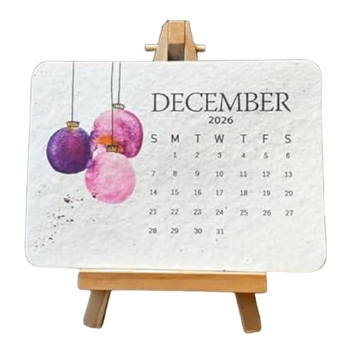 CRGANGZY Eco-Friendly Plantable Love Seed Advent Calendar 2026, 12 Months Recycled Seeds Paper Desk Calendars For Home Decor, Plantable Seed Calendar 2026 with Stand for Gifting Gardening Home Decor