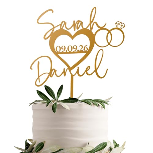 Cake Topper Hochzeit Personalisiert – Holz oder Langlebiger Kunststoff in Roségold, Gold & mehr – Tortendeko, Hochzeitstorte Deko Tortenstecker Hochzeit, Hochzeitstorte Topper