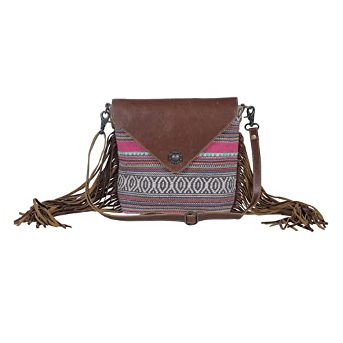 Myra Bag Western Leather Shoulder Bag for Women - Upcycled Canvas Crossbody Bag Vibrant Laces