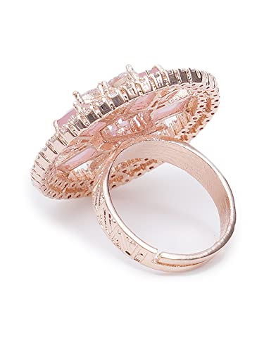 Image of Karatcart Platinum Plated Elegant Austrian Crystal Adjustable Leaf Ring for Women and Girls