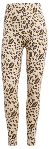 adidas Donna Essentials 3-Stripes Animal Print Leggings, magic beige/mesa/shadow brown, XS
