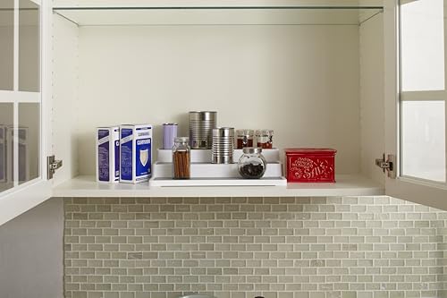 madesmart Shelf Organizer - White | CABINET COLLECTION | 3-Tier Cabinet, Pantry, or Countertop Organizer | Soft-grip Lining and Non-slip Fee | BPA-Free
