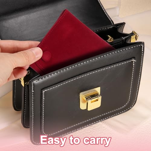 Pochette bijoux velours anti rayure petit sac de rangement vert souple - 7