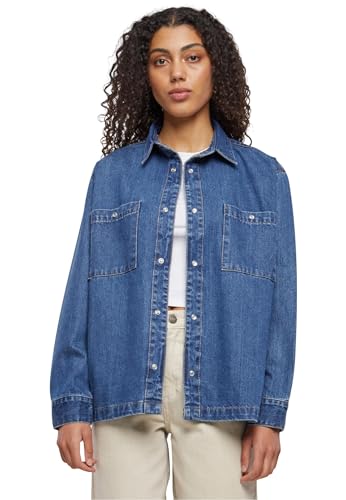 Damen Ladies Oversized Denim Shirt bleu délavé mode femme tendance
