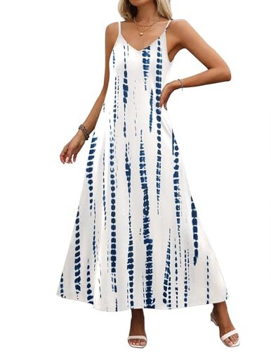 Image of Zeagoo Womens Summer Dresses Maxi Dresses for Women 2025 Printed Long Dress V Neck Sundress with Pockets, Pattern-2,S