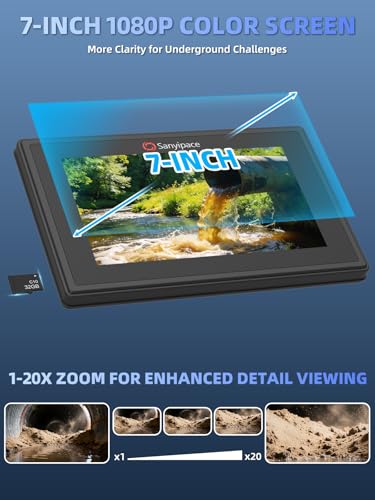 Cámara de Drenaje Sanyipace, Pantalla Emergente de 7", Zoom 20X, Contador de Distancia, 100FT miniatura 3