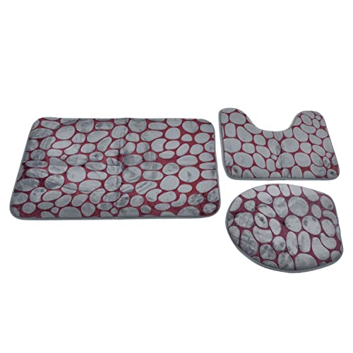 Qukaim Badezimmerteppich-Set, WC-Vorleger-Set, zweifarbiges Flanell-Badteppich-Set, HD-Muster, rutschfeste Badematte mit Gummi-Rückseite, für Zuhause, inkl. WC-Deckelbezug – Bild 5