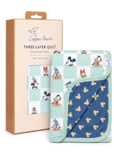 Image of Copper Pearl Jumbo 3-Layer Baby Blanket: Soft Baby Quilts for Boys and Girls | Breathable, Cozy, Toddler Blanket | Baby Quilt for Newborns | 46x46 Premium Polyester /Rayon | Mickey Mouse & Friends