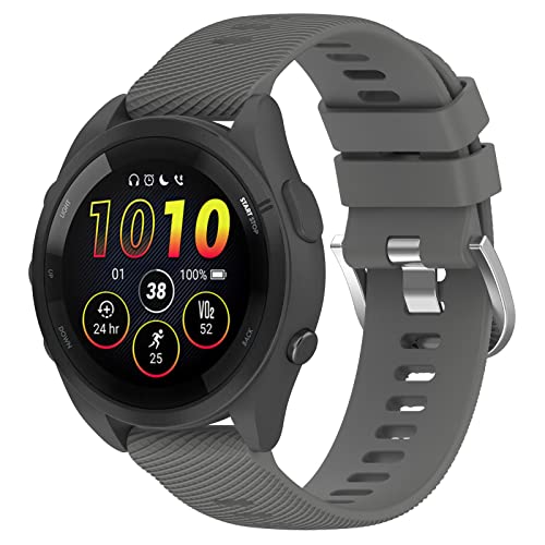Fit for Garmin Forerunner 165 Watch Bands Women Men, 20mm Adjustable Sport Soft Silicone Replacement Bands Straps Wristbands Fit for Garmin Forerunner 165 Music (Dark Gray) -  hengkang