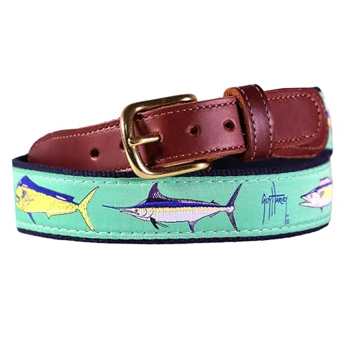 Guy Harvey Mens Leather Tab Belts