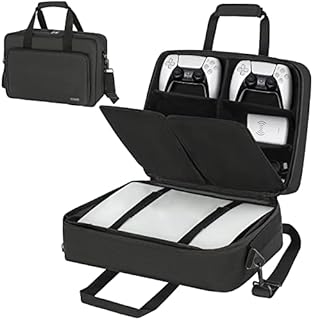 PS5/PS4 Case,Console Carrying Travel Case Compatible with Playstation 5/PS5 Digital Edition,Protective Storage Bag for PS5 Controllers,Headset,Game Discs,Charger&Accessories-Black
