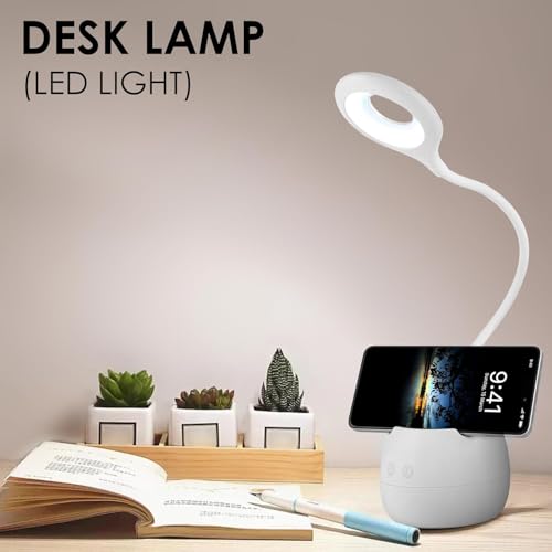 Image of Owme LED Desk Lamp with Pen Holder, Dimmable Touch Control Table Lamp, Flexible Gooseneck Study Lamp, USB Rechargeable Bedside Lamp for Reading, Office, Study Table, Kids Room