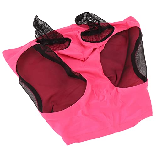 Rengue Horse Fly Mask, Breathable Elastic Mesh, Protect Ears, Suitable for All Horses, Resistance (Rose Red)