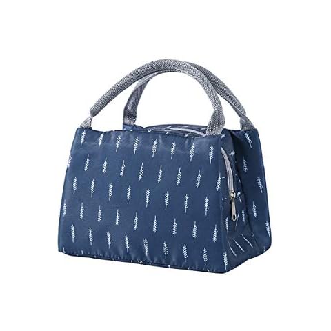 Runaup Insulated Lunch Bag for Women Kids,Waterproof Reusable Tote Bento Bag for Travel/Work/School/Picnic, Printed Canvas Fabric Soft Cooler Bag Cover
