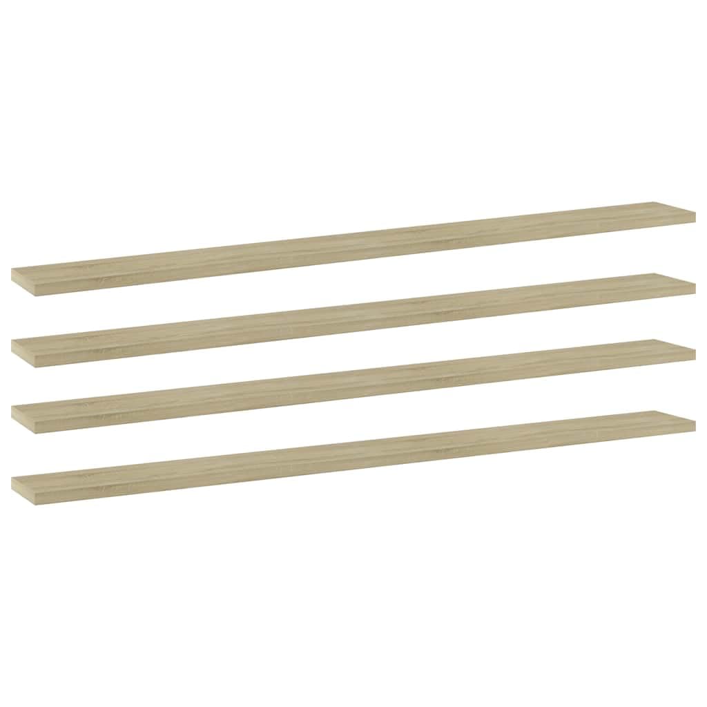 Panele półkowe, 4 sztuki, Dub Sonoma, 100 x 10 x 1,5 cm, stal nierdzewna