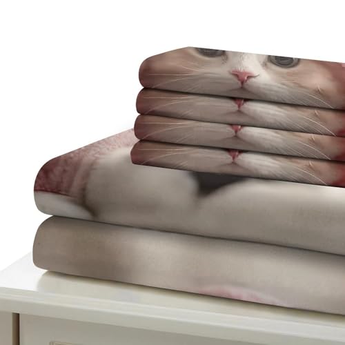 Parure de lit chat 3D microfbre 260x220 cm avec housse de couette et taies pour lit Super King - 7