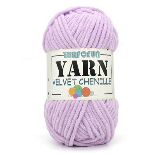 Velvet Chenille Yarn for Crocheting,Light Purple Fluffy Velvet Plush Yarn