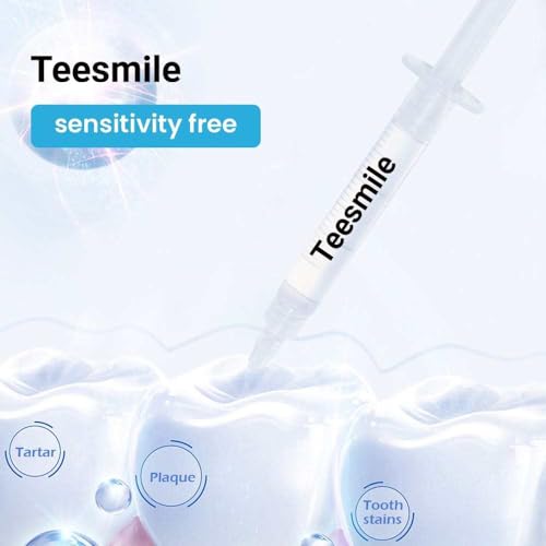 Image of Teesmile Teeth Whitening Kit, Featuring an LED Light for Quick Results. This Non-Sensitive Formula whitens Teeth in just 10 Minutes, gels to Effectively Combat Stains from Coffee Smoking Wine soda