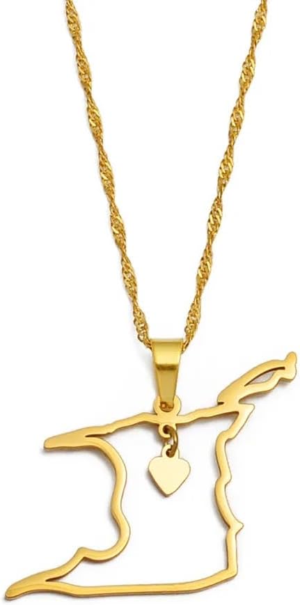 14k Yellow Gold Heart Trinidad & Tobago Map Pendant Necklace for Women - Ethnic Trinidad Necklace Trinidad And Tobago Necklace Country Map Pendant Charm Jewelry Gifts for Women - Image 2