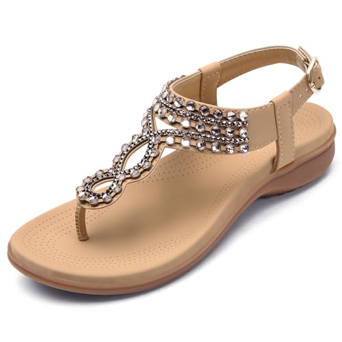 Image of Littleplum Womens Sandals Comfort Arch Support Sandals Summer Walking Shoes Casual Ankle Elastic Flip Flops Shoes